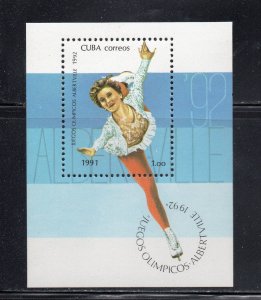 CUBA Sc# 3350  Albertville WINTER OLYMPICS figure skater SOUVENIR SHEET 1991 MNH