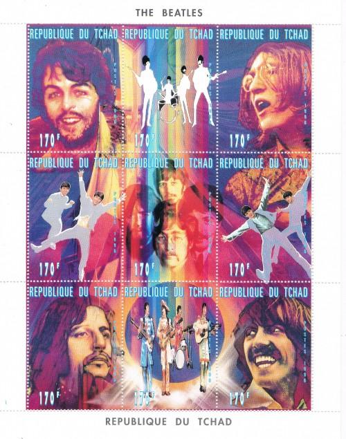 Chad 722 MNH Sheet of 9 Pictures of the 4 Beatles (ML0299)