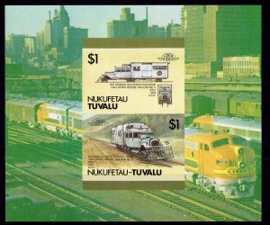 Tuvalu-Nukufetau 1987 Sc#38a LOCOMOTIVES Souvenir Sheet IMPERFORATED MNH