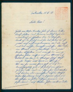 Germany 1916 WWI Kiautschou China POW Japan FUKUOKA Camp Letter 95536