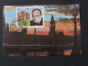 ​SHARJAH-1972-SIR WINSTON CHURCHILL-TIMES RIVER-LONDON-CTO-IMPERF S/S VF