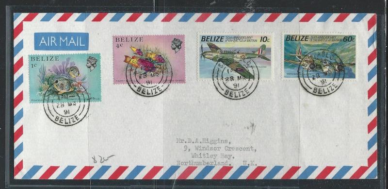 BELIZE (P0612B) 1991 FISH+AIRPLANES SAN PABLO   TO USA  A/M