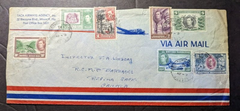 1945 British Honduras Airmail Cover to Rebina Sask Canada