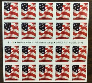 3623     USA, Flag    MNH (37Â¢) Self-adhesive Pane of 20.  Issued in 2002.