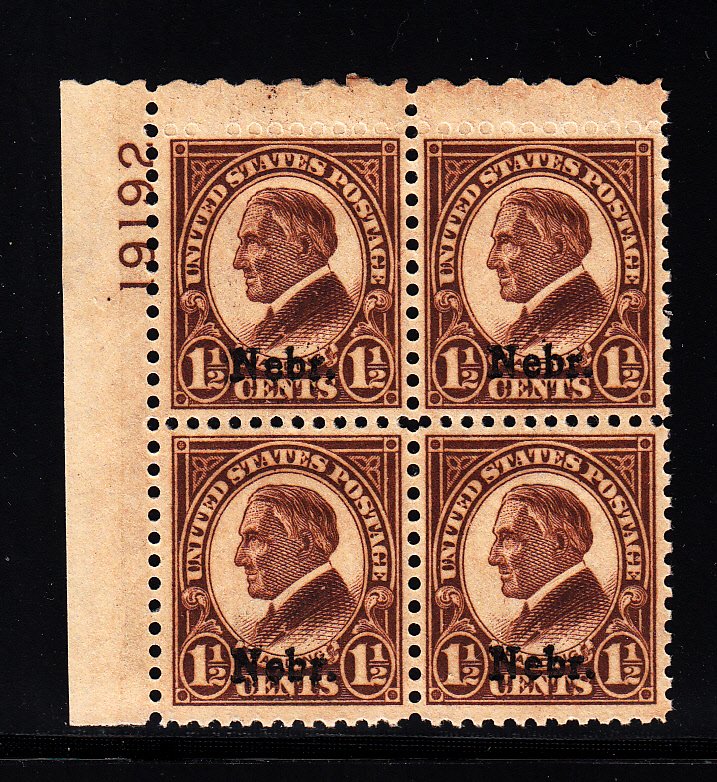 670 F-VF OG Plate block of 4. Bottom pair NH