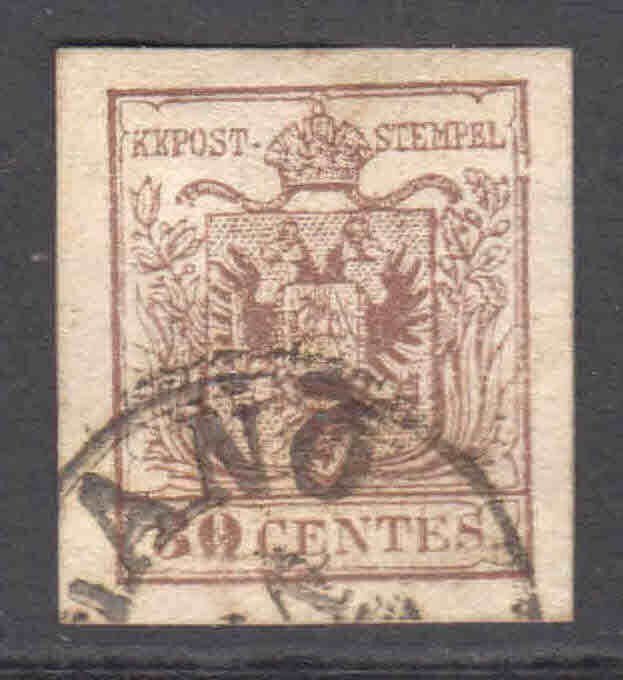 AUSTRIA LOMBARDY 5c PALE BR SOUND JUMBO GEM $58 SCV MILANO CDS