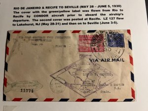 1930 Brazil Graf Zeppelin Airmail Cover Rio De Janeiro to Seville Spain LZ 127 2