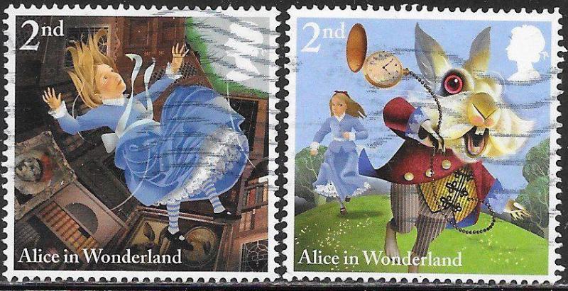 Great Britain 3344-3345 Used - ‭‭Alice in Wonderland, by Lewis Carroll