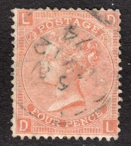 Great Britain Scott 43a  plate 13  Fine used.