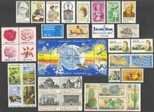U.S COMMEMORATIVE YEAR SET 1981 42 STAMPS 1874-1879 & 1910-1945 MNH