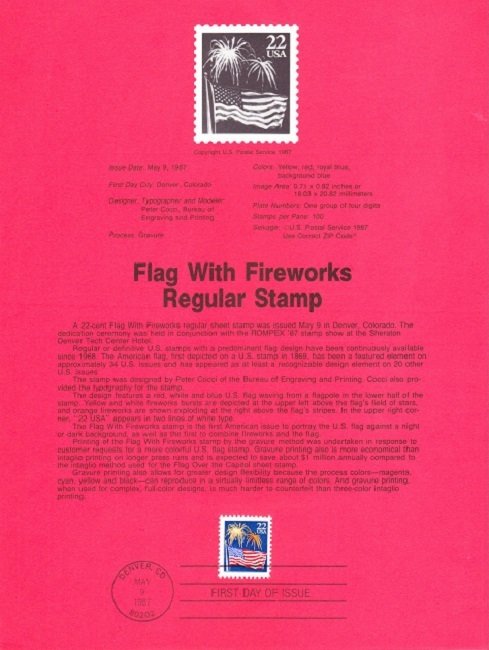 US SP782 Flag and Fireworks Souvenir Page #2276