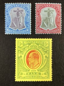 MOMEN: MONTSERRAT SG #45-47 1908-1914 MINT OG H £160 LOT #68388*