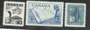 Canada 369-371   Mint NH VF PD 1957