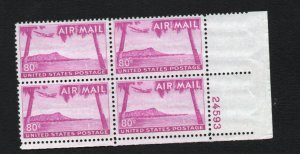 USA Scott # C46  UNUSED  MNH   plate block of 4 Diamond Head
