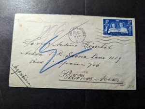 1947 British South Africa Cover Johannesburg to Buenos Aires Argentina