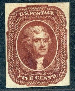 US SCOTT #12TC5c Trial Color Plate Proof On Wove Paper Deep Red