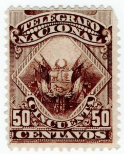 (I.B) Peru Telegraphs : 50c Dark Brown (1876)