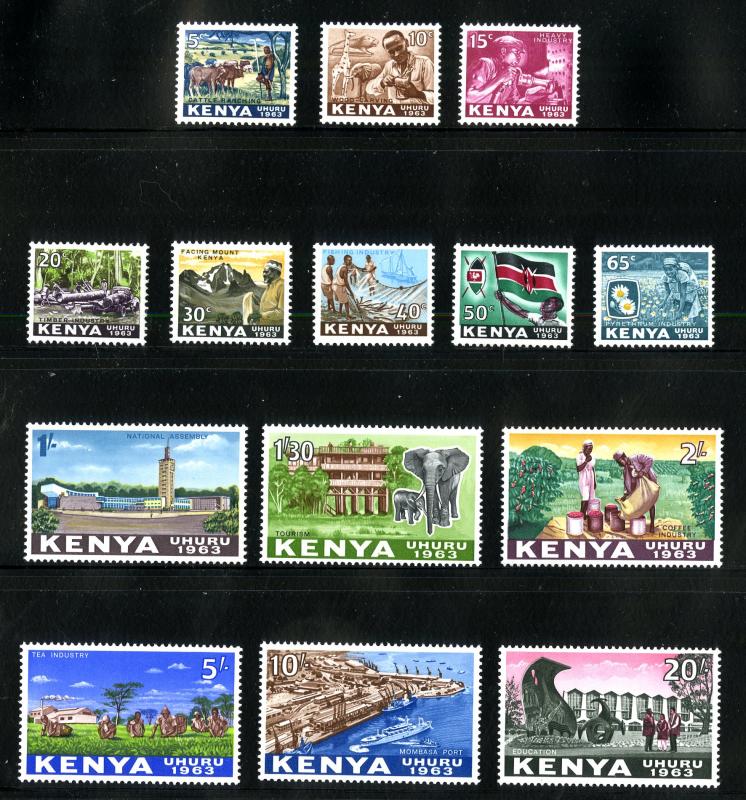 KENYA 1-13 MNH SCV $24.40