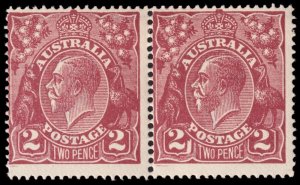 Australia Scott 26 Pair, Error, Red Brown, Perf. 14 (1924) Mint H F-VF M