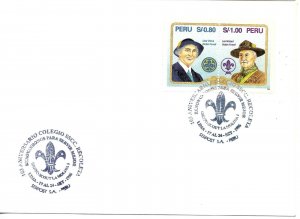 PERU 1996 COLLEGE RECOLETA SCOUT GROUP LA MOLINA 1 SCOUTING COVER WITH CANCEL