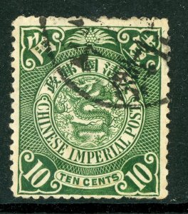 China 1900 Imperial 10¢ Green Coiling Dragon  Scott # 116 VFU D367