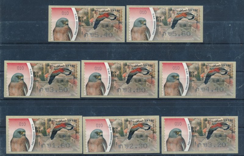 ISRAEL 2009  BIRDS FALCO HANMAHNI ATM LABELS MACHINE 010 JERUSALEM  MNH