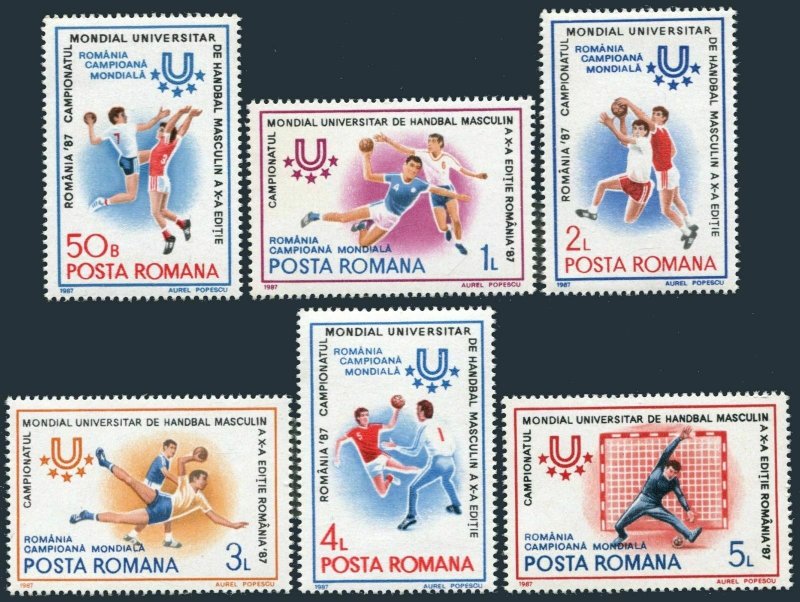 Romania 3444-3449,MNH.Michel 4341-4346. Men's World Handball Championships,1987. 