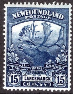 Scott 124, Newfoundland, 15c dark blue, MLHOG, VF,  Trail of the Caribou