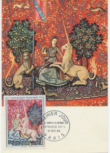 Maximum card France 1964 Unicorn - Tapestry of the Lady with the Unicorn