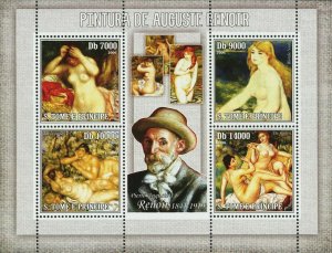 Paintings Renoir Stamp Bather Arranging Her Hair The Nymphs S/S MNH # 2828-2831