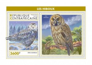 Central Africa - 2019 Owls on Stamps - Stamp Souvenir Sheet - CA18905b