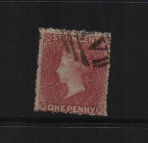 St Vincent 1861 SG1 1d Red - 15 perf no watermark used