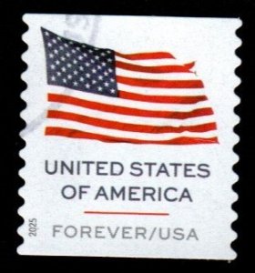 SC# 6018 - (73c) Flag Used Coil single - Die cut 10 vert - off paper