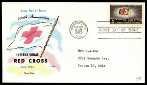 Scott 1239 5 Cents Red Cross Fluegel FDC Typed Address Planty 1239-17