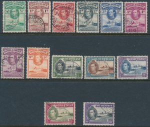Gold Coast 1938-43 SG 120-132 Full set 13 Multi Script CA Wmk USED