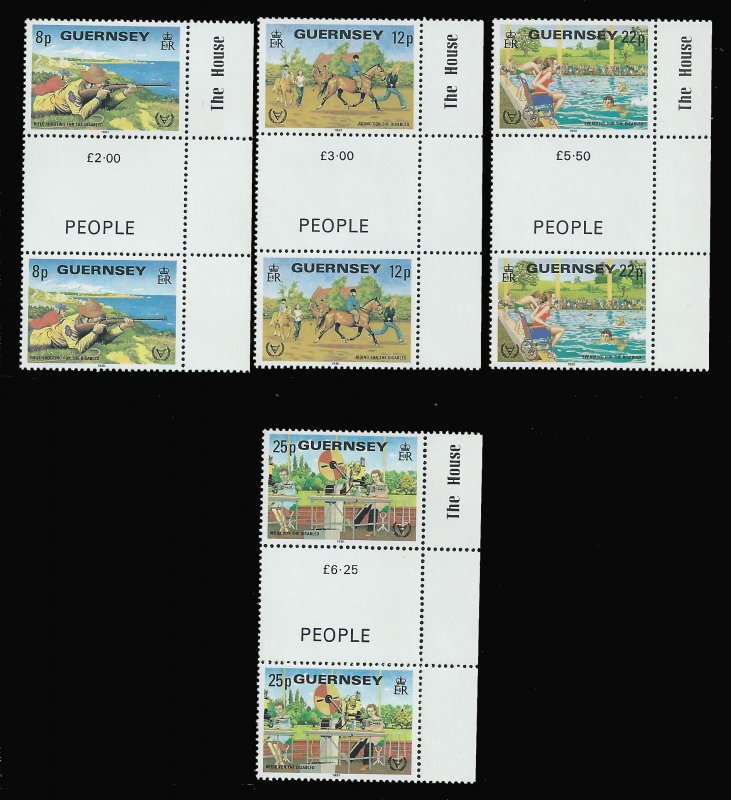 GUERNSEY 232-235 GUTTER PAIRS MNH