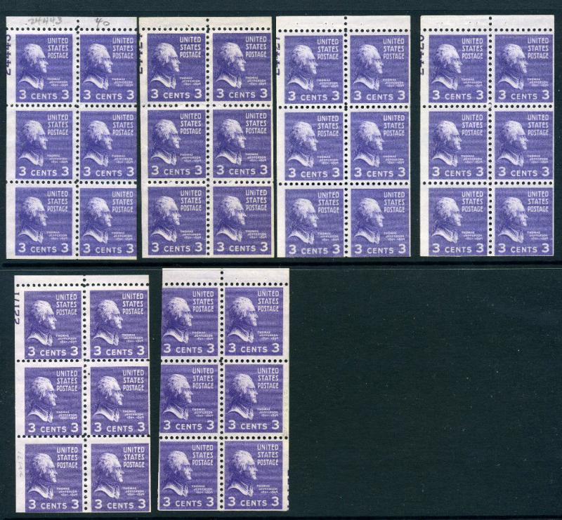 LOT OF 12  Scott #807 (807a) Plate # Booklet Panes w/ Better Ones  (LOT #61)