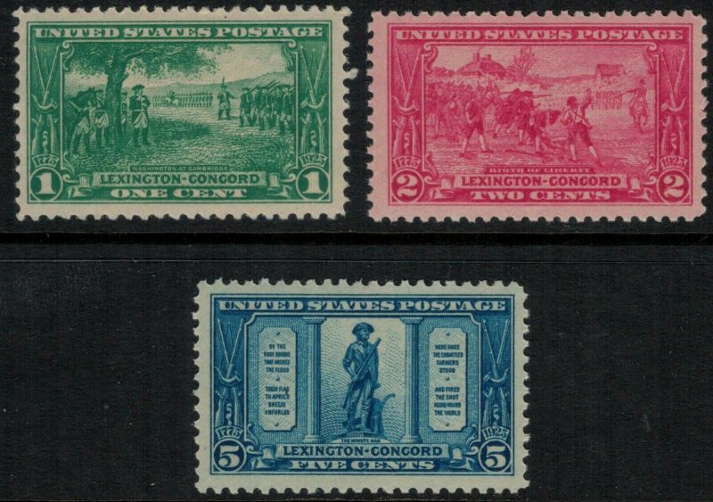 U.S. #617-9* NH Lexington-Concord Issue CV $39.00