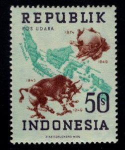 Republic of Indonesia Scott 64 MH*  UPU perf 14 Airmail stamp wmk 404