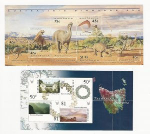 Australia, Postage Stamp, #1347a, 2214b Mint NH, 1993-2004 Dinosaur, JFZ