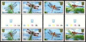 Tuvalu 1983 Insects Dragonflies Set of 4 in Pairs MNH