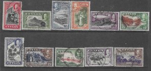 Ceylon #264-274   Complete set  (U)  CV $46.85