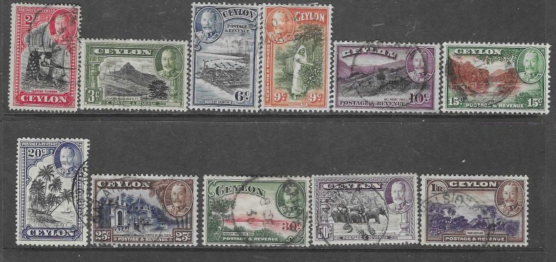 Ceylon #264-274   Complete set  (U)  CV $46.85