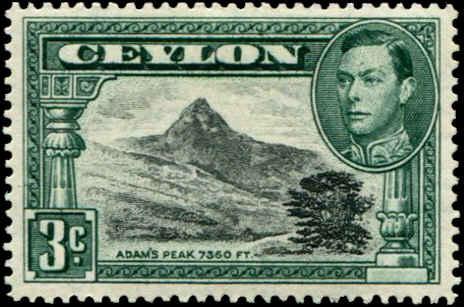 Ceylon SC# 279b SG# 387c Adam's Peak 3c perf 14 MNH pencil note on back