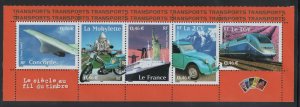 FRANCE Scott 2881 a-e strip from bottom of souvenir sheet  MNH** 2002