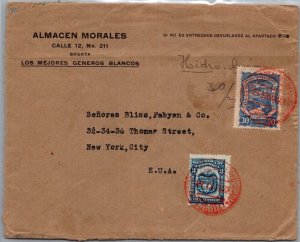 COLOMBIA POSTAL HISTORY AIRMAIL VIA SCADTA COVER ADDR USA CANC YR'1923