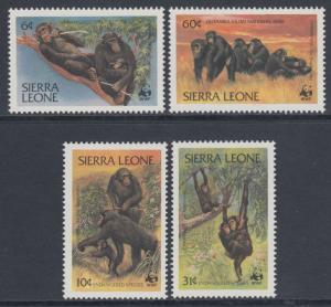 XG-BA543 SIERRA LEONE IND - Wwf, 1983 Wild Animals, Monkeys MNH Set