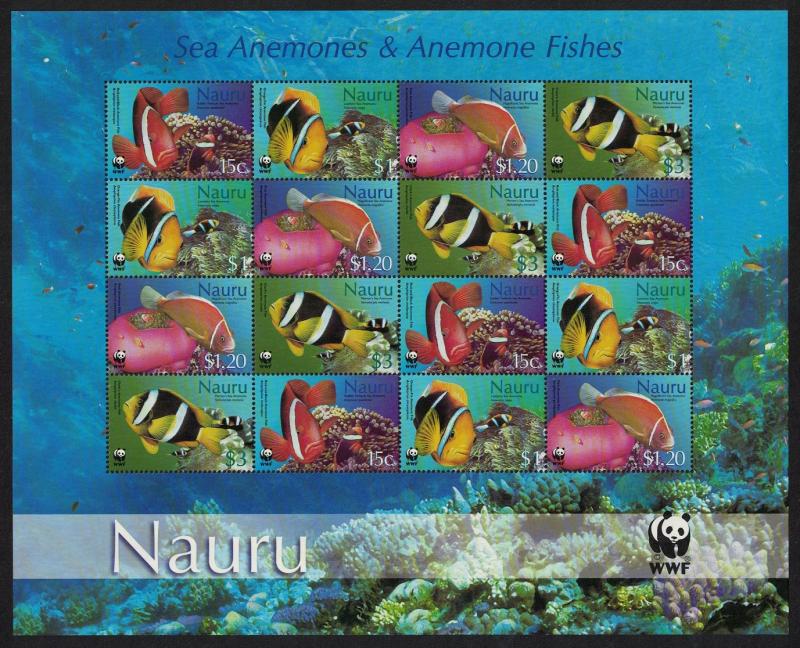 Nauru WWF Anemones and Anemonefish Sheetlet of 4 sets SG#566-569 MI#553-556