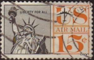 USA 1961 Sc#C63 15c Statue of Liberty Airmail USED.