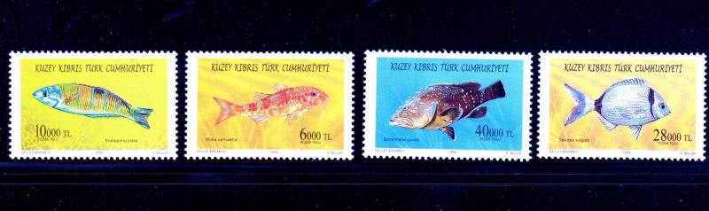 TURKISH REP. OF NO. CYPRUS #409-412  1996  FISH   MINT  VF NH  O.G